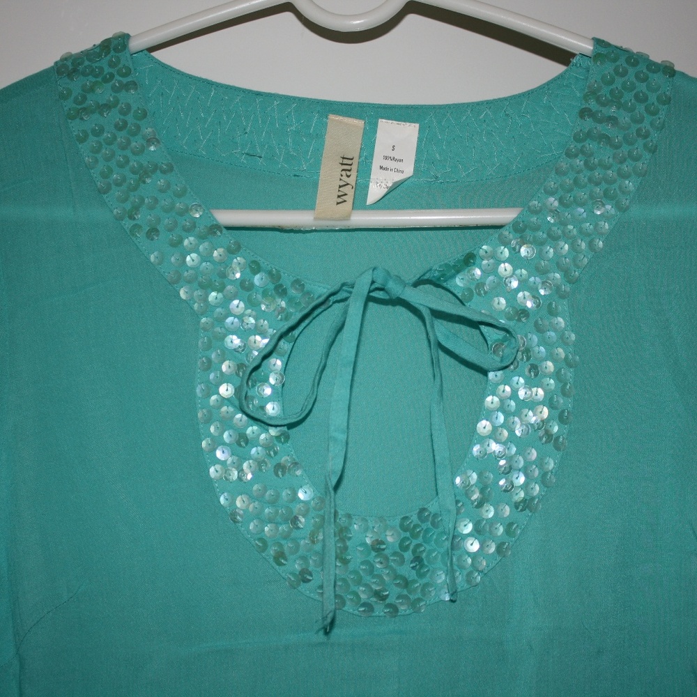 Turquoise sequin blouse
